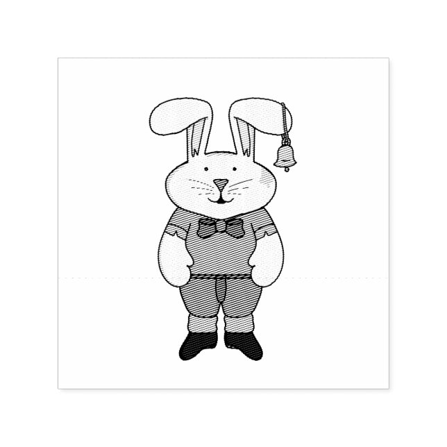 Bunny with a bell in his ear self-inking stamp (Design)