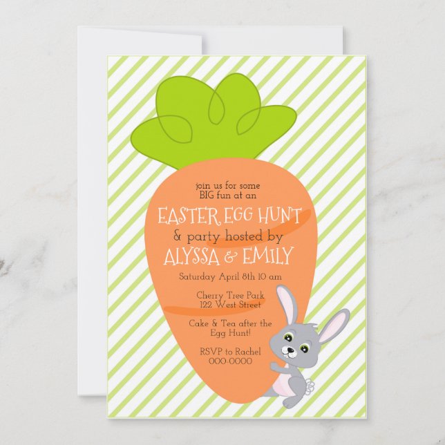 Bunny with a Big Carrot Invitation (Front)