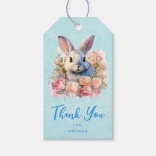 Bunny with a Garland of Roses Cute - Party Gift Tags