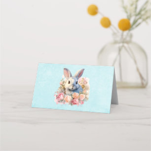 Bunny with a Garland of Roses Cute Place Card