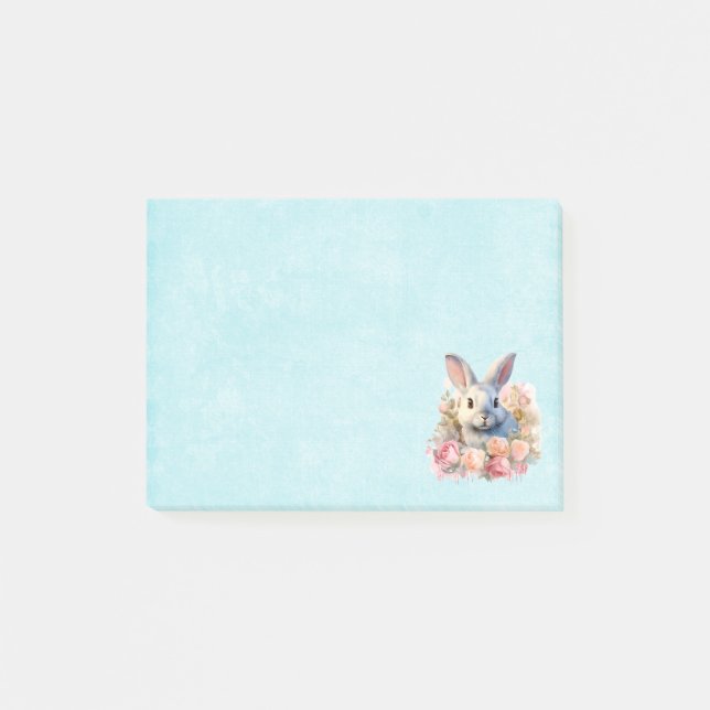 Bunny with a Garland of Roses Cute Post-it Notes (Front)