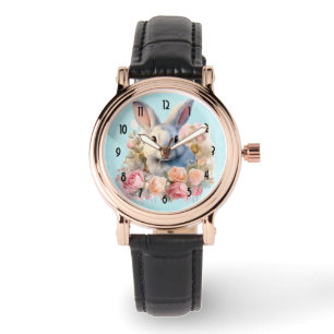 Bunny with a Garland of Roses Cute Watch