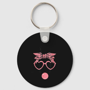Bunny with bandana heart glasses bubblegum easter key ring