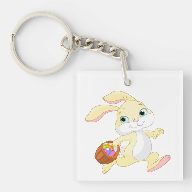 Bunny With Basket Key Ring (Front)