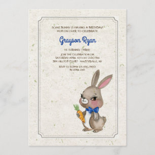 Bunny With Blue Bow Invitation