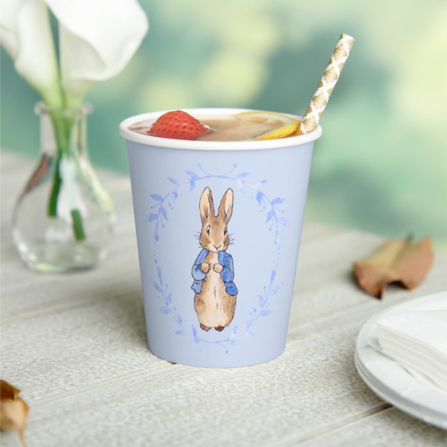 Bunny with blue leaf wreath   paper cups (Insitu)