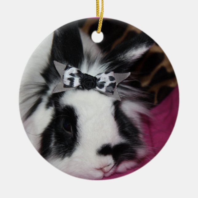 Bunny with Bow Ornament (Front)