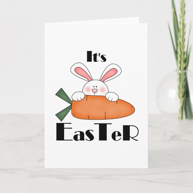Bunny With Carrot Easter Tshirts and Gifts Holiday Card (Front)