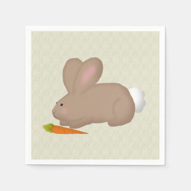 Bunny With Carrot Paper Napkin (Front)