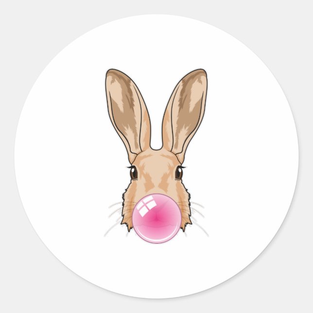 Bunny with Chewing gum Classic Round Sticker (Front)