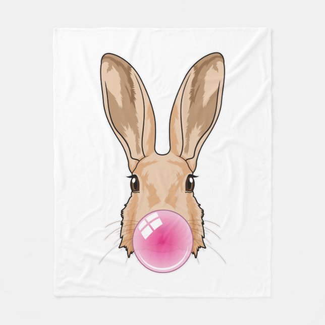 Bunny with Chewing gum Fleece Blanket (Front)