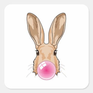 Bunny with Chewing gum Square Sticker