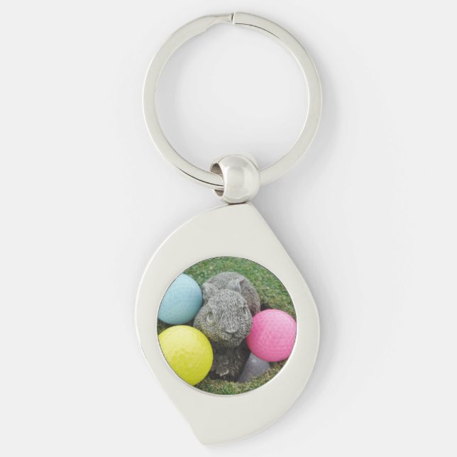 Bunny with coloured golf balls key ring (Front)