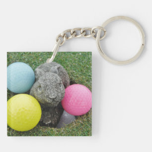 Bunny with coloured golf balls key ring