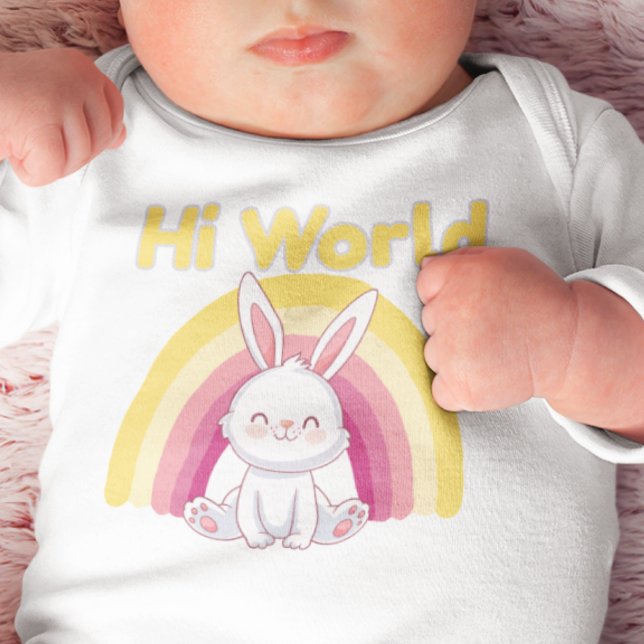 Bunny with colourful rainbow baby bodysuit (Creator Uploaded)