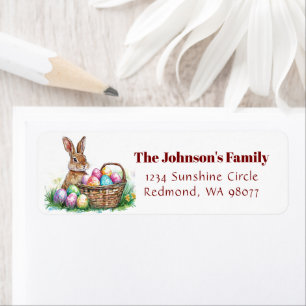 Bunny with decorative eggs I floral Easter address Return Address Label