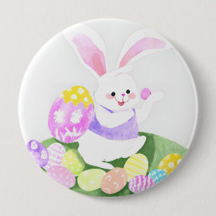bunny with easter eggs 10 cm round badge