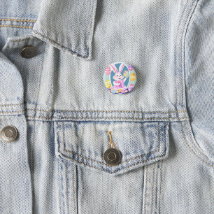 bunny with easter eggs 3 cm round badge