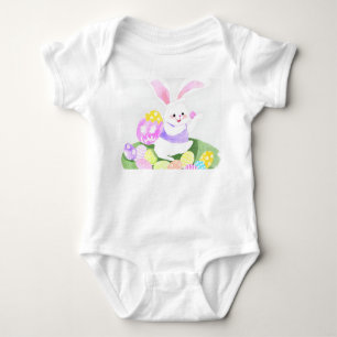 bunny with easter eggs baby bodysuit