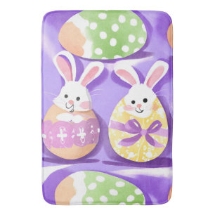 bunny with easter eggs bath mat