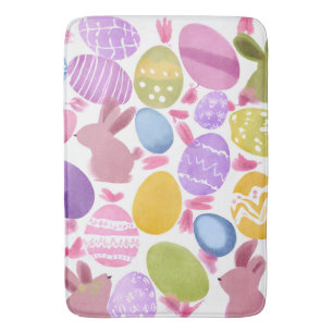 bunny with easter eggs bath mat