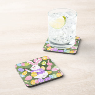 bunny with easter eggs coaster
