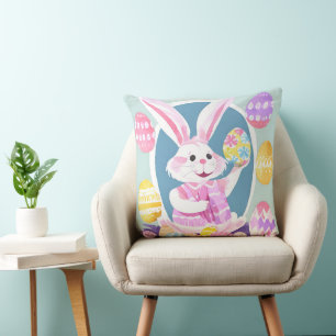 bunny with easter eggs cushion