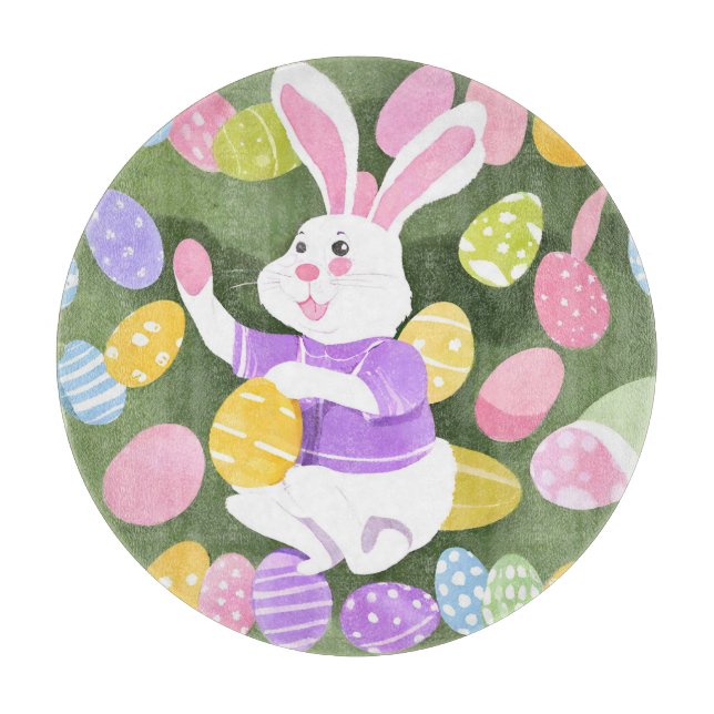 bunny with easter eggs cutting board (Front)