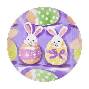 bunny with easter eggs cutting board