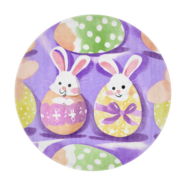 bunny with easter eggs cutting board (Front)