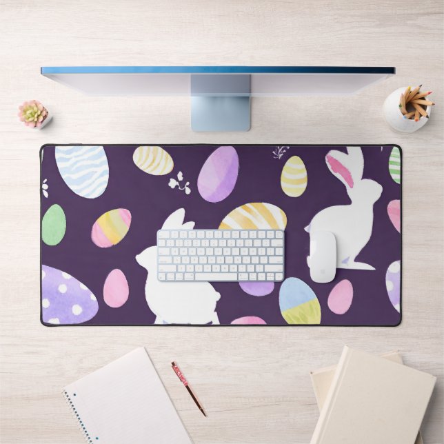 bunny with easter eggs desk mat (Office 1)