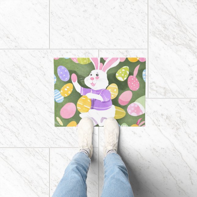 bunny with easter eggs doormat (Indoor)