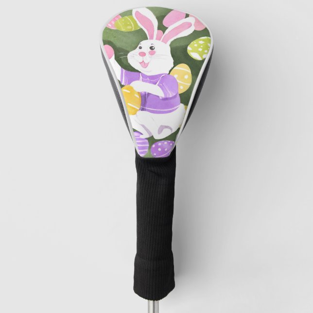 bunny with easter eggs golf head cover (Front)