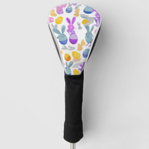 bunny with easter eggs golf head cover