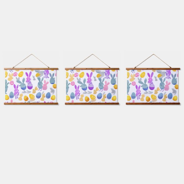 bunny with easter eggs hanging tapestry (Triple)