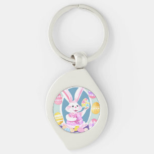 bunny with easter eggs key ring