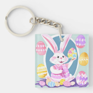 bunny with easter eggs key ring