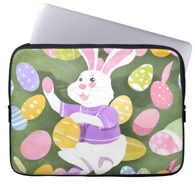 bunny with easter eggs laptop sleeve (Front)