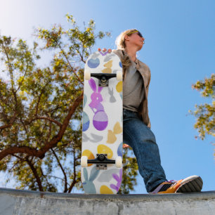 bunny with easter eggs skateboard
