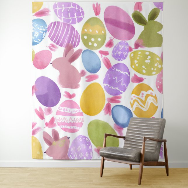 bunny with easter eggs tapestry (In Situ)