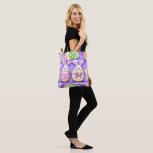 bunny with easter eggs tote bag