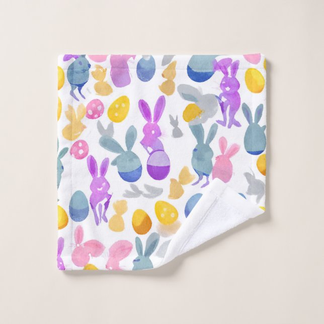 bunny with easter eggs wash cloth (Wash Cloth)