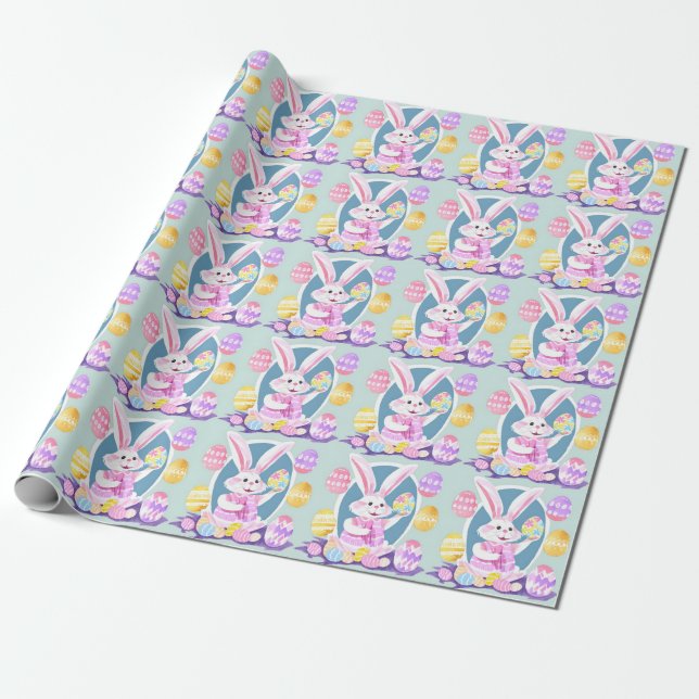 bunny with easter eggs wrapping paper (Unrolled)