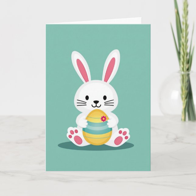 Bunny With Egg Celebration Card (Front)