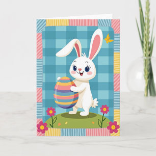 Bunny With Egg Watercolor Style Card