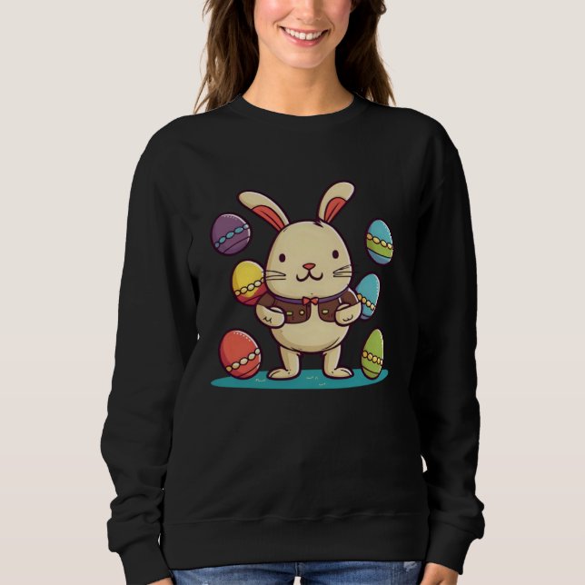 Bunny With Eggs Christian Easter Sweatshirt (Front)