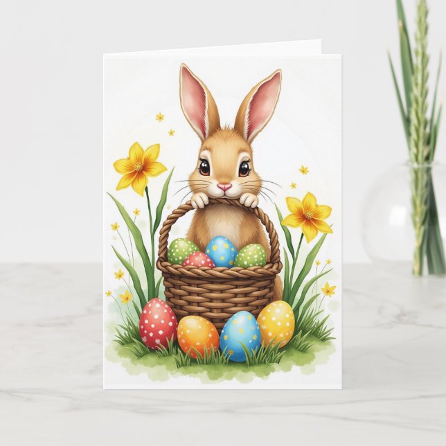 Bunny With Eggs Spring Card (Front)