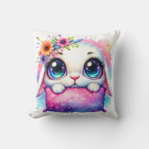 Bunny with Flower Crown & Galaxy Pillow