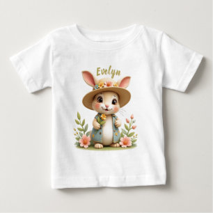 Bunny With Flowers Baby T-Shirt