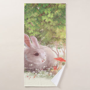 Bunny with Flowers Bath Towel